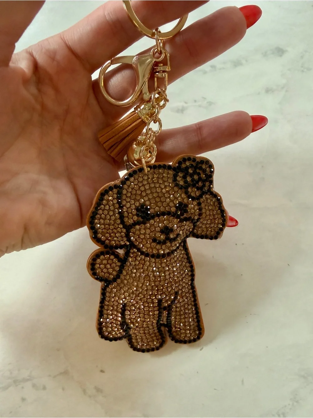 ✨ NWT Rhinestone Goldendoodle Dog Puffy Bag Charm & Keychain ✨